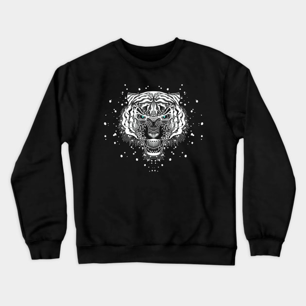 Traditional tattoo white tiger Crewneck Sweatshirt by Blacklinesw9